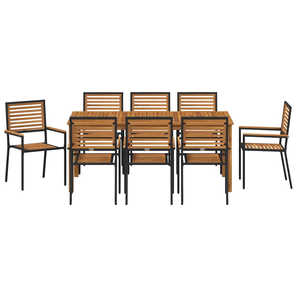 Garden Dining Set 9 pcs Black Poly rattan