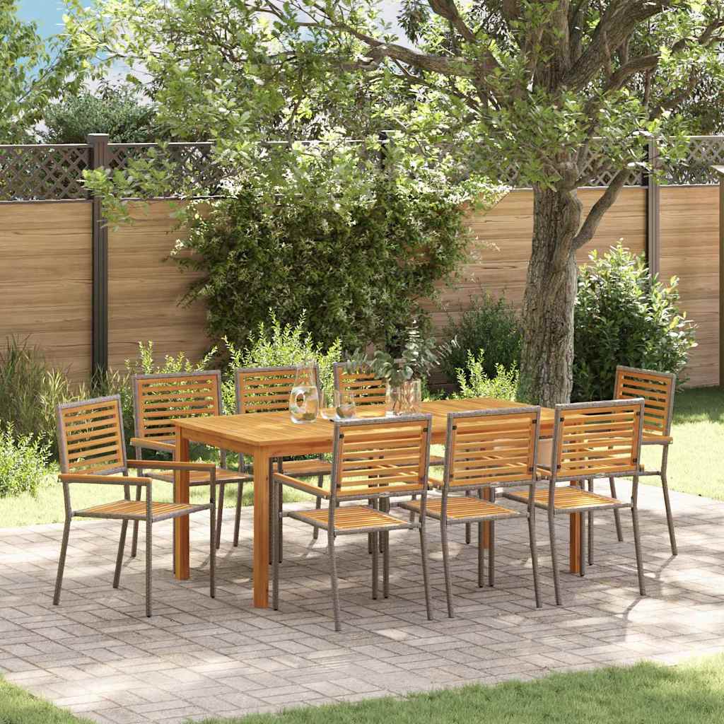Garden Dining Set 9 pcs Grey Poly rattan