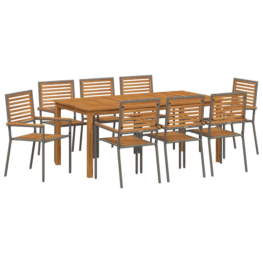 Garden Dining Set 9 pcs Grey Poly rattan