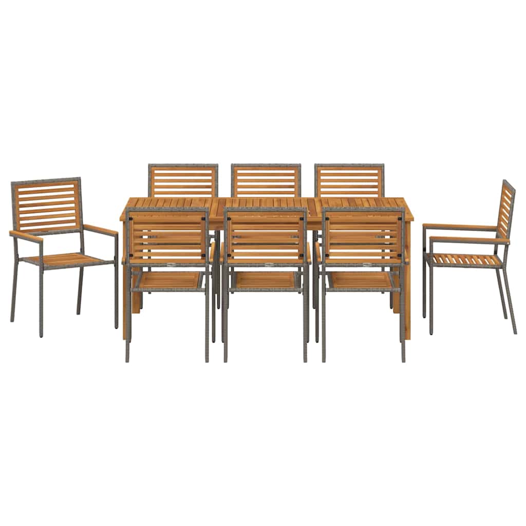 Garden Dining Set 9 pcs Grey Poly rattan