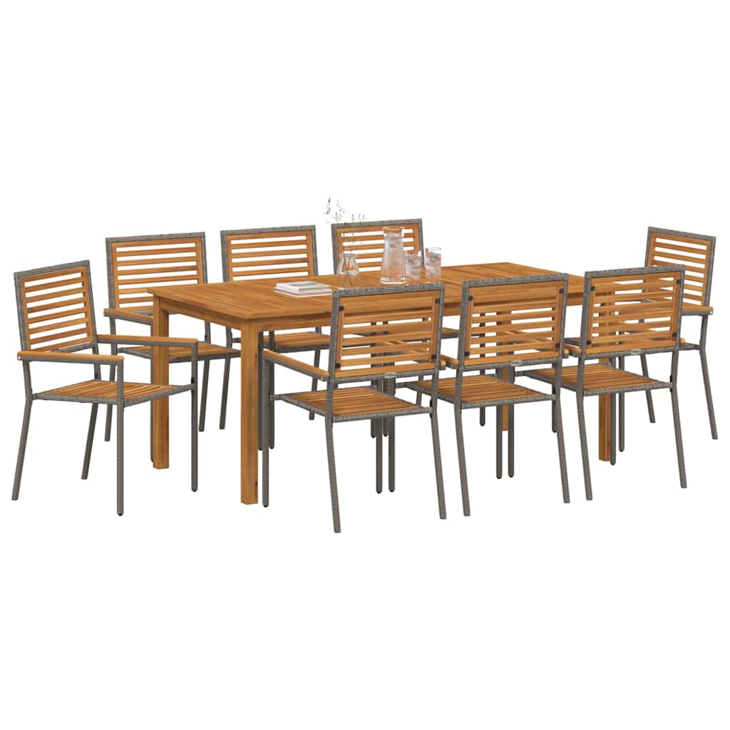 Garden Dining Set 9 pcs Grey Poly rattan