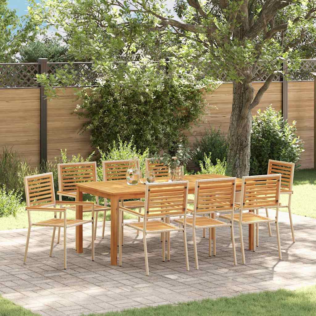 Garden Dining Set 9 pcs Beige Poly rattan