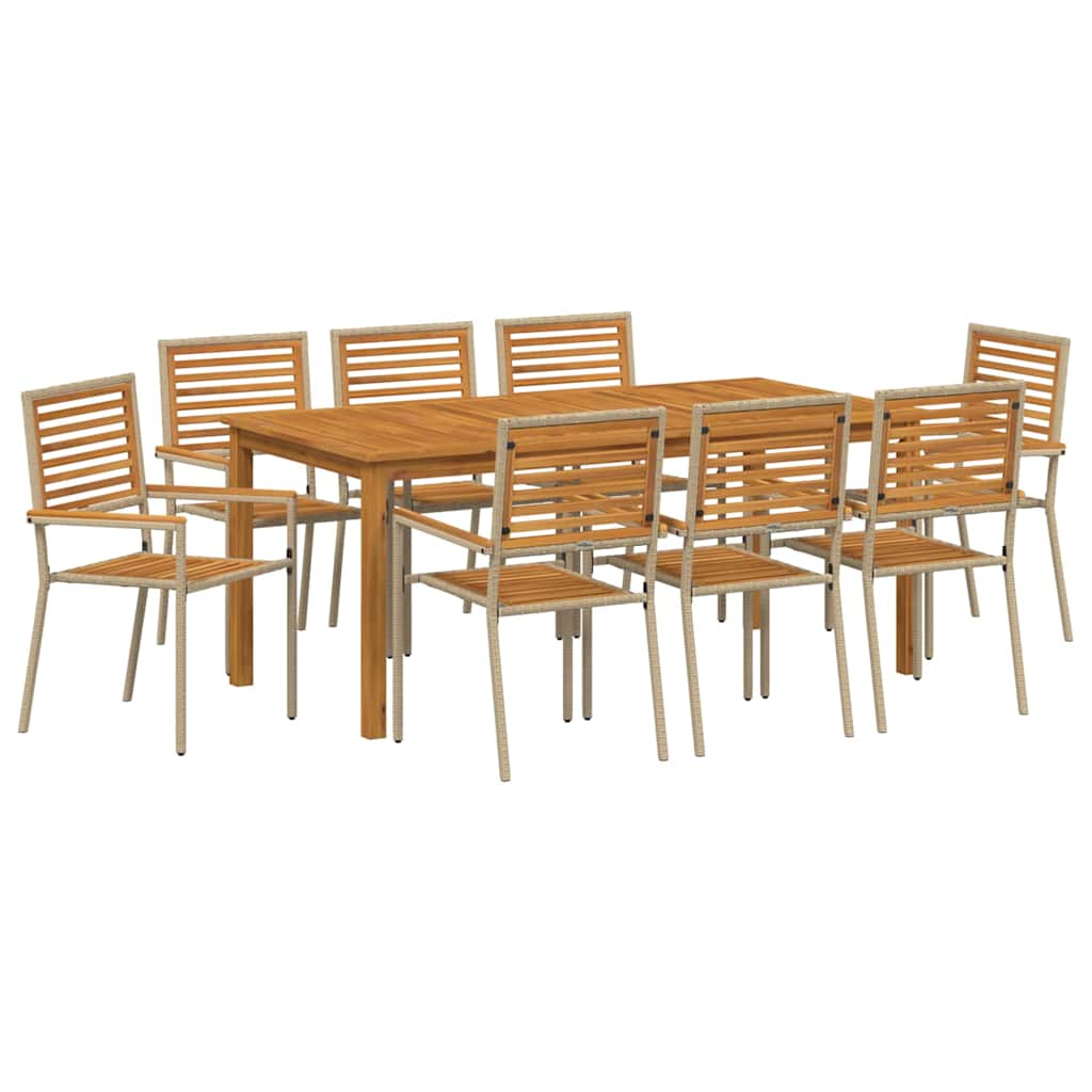 Garden Dining Set 9 pcs Beige Poly rattan