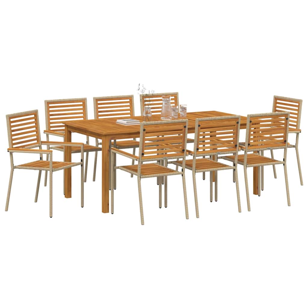 Garden Dining Set 9 pcs Beige Poly rattan