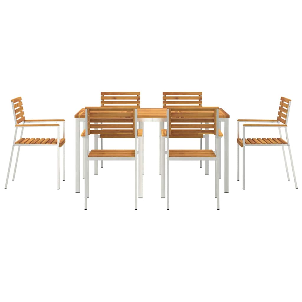 GardenDiningSet 7 pcs Brown SolidAcaciawood