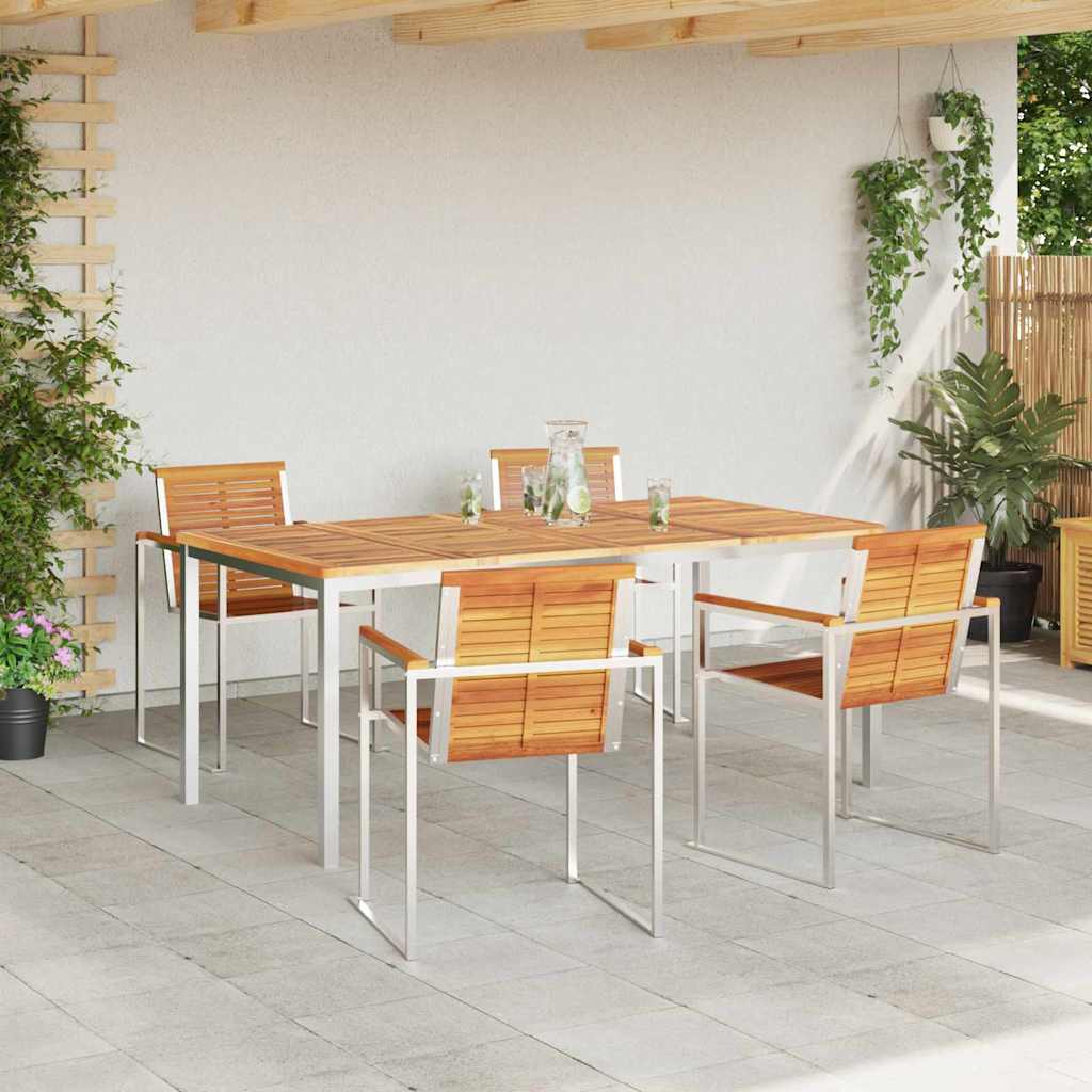 Garden Dining Set 5 pcs Solid Wood Acacia