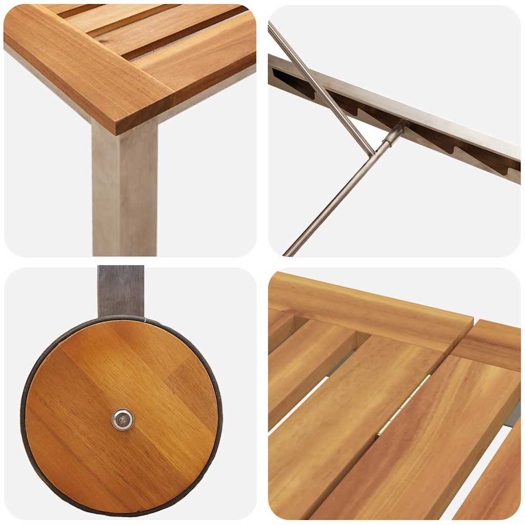 SunLoungers2pcswithTable 2-person 3 pcs Brown SolidAcaciawood