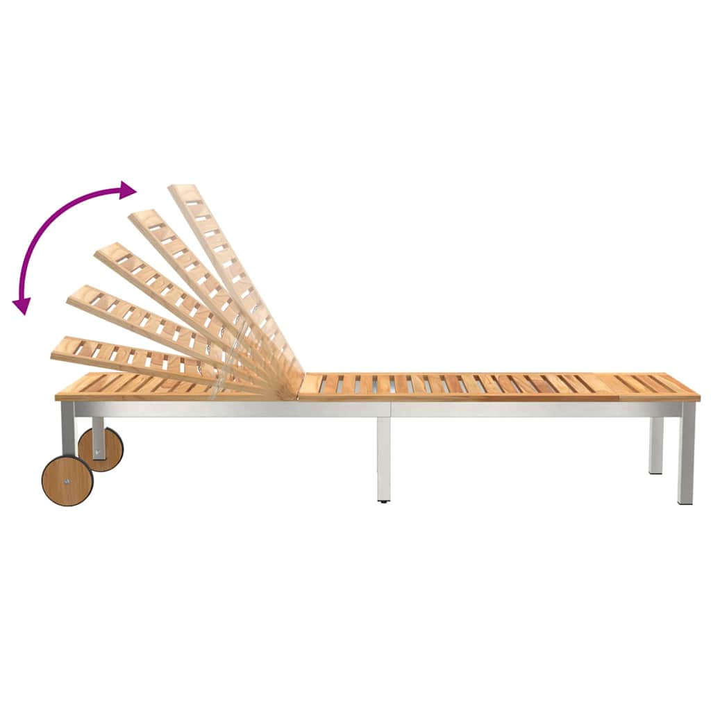 SunLoungers2pcswithTable 2-person 3 pcs Brown SolidAcaciawood