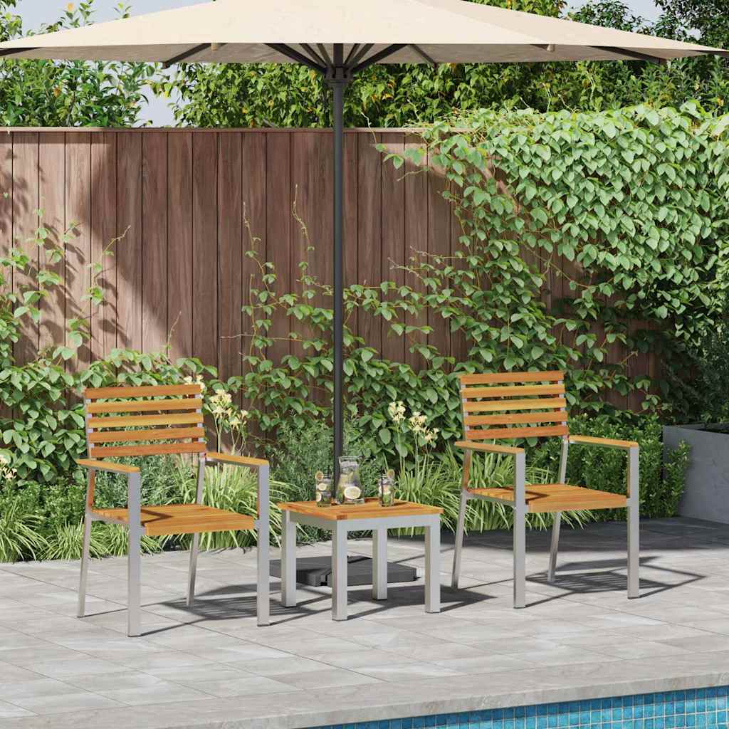 GardenDiningSet 3 pcs Brown SolidAcaciawood