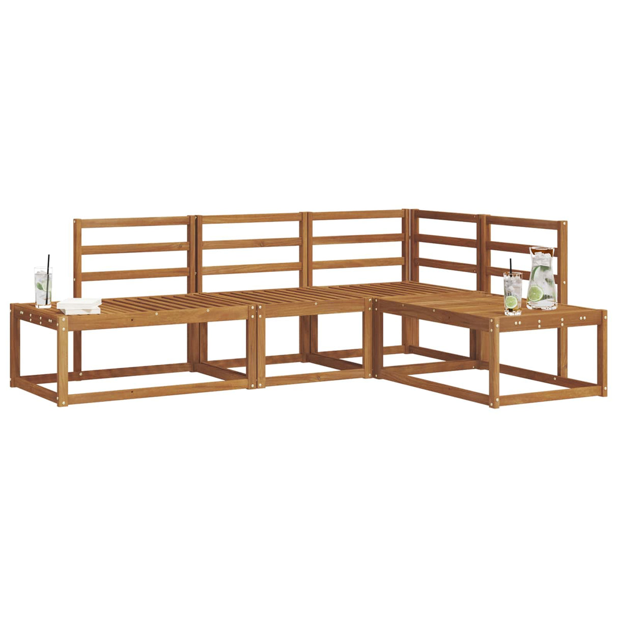 Outdoor Sofa Set 4 Piece Natural Solid Acacia Wood