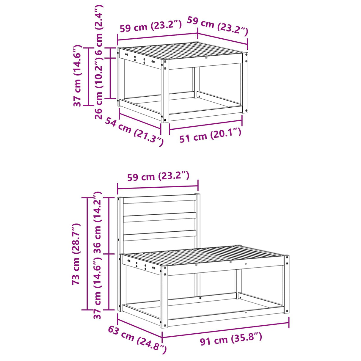 Outdoor Sofa Set 3 Piece Natural Solid Acacia Wood