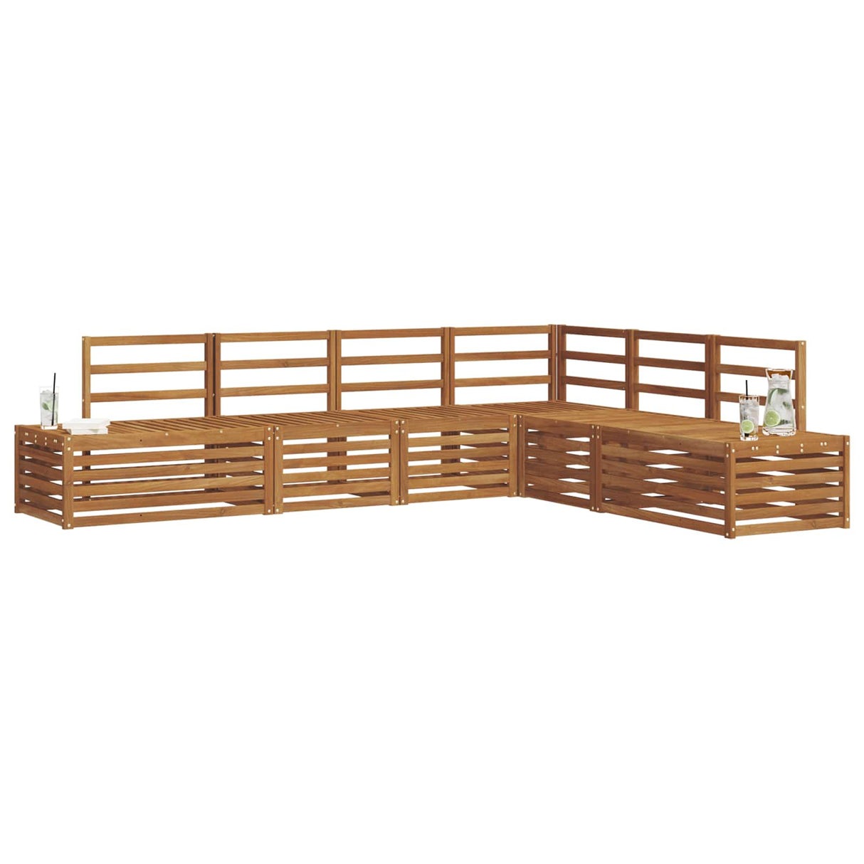 Sofa Sets 6 Piece Natural Solid Acacia Wood