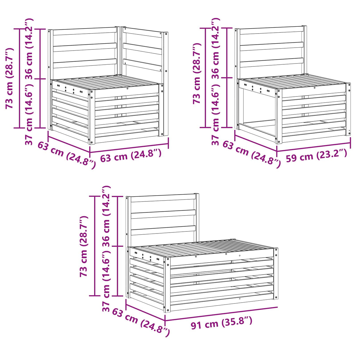 Outdoor Sofa Set 6 Piece Natural Solid Acacia Wood