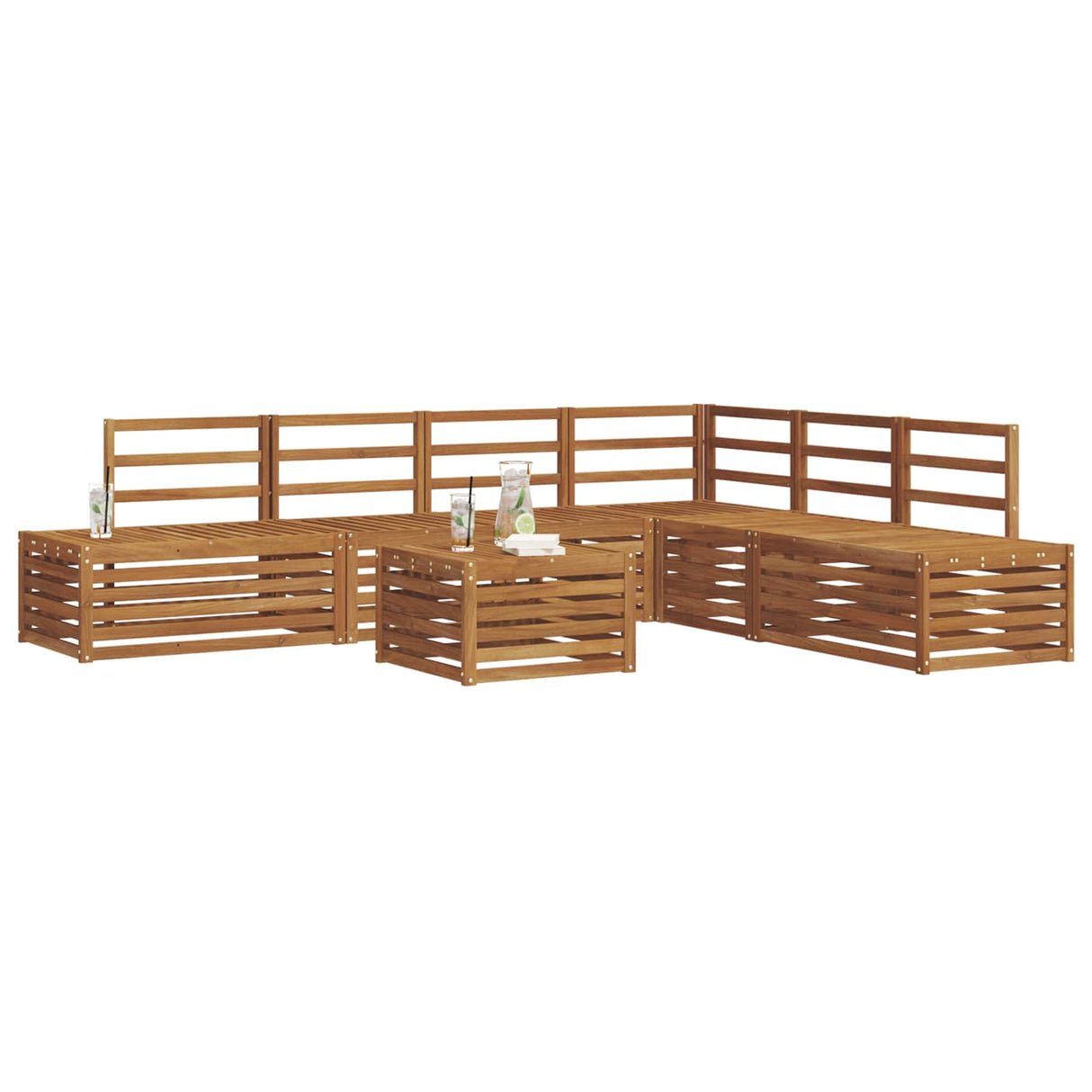 Outdoor Sofa Set 7 Piece Natural Solid Acacia Wood