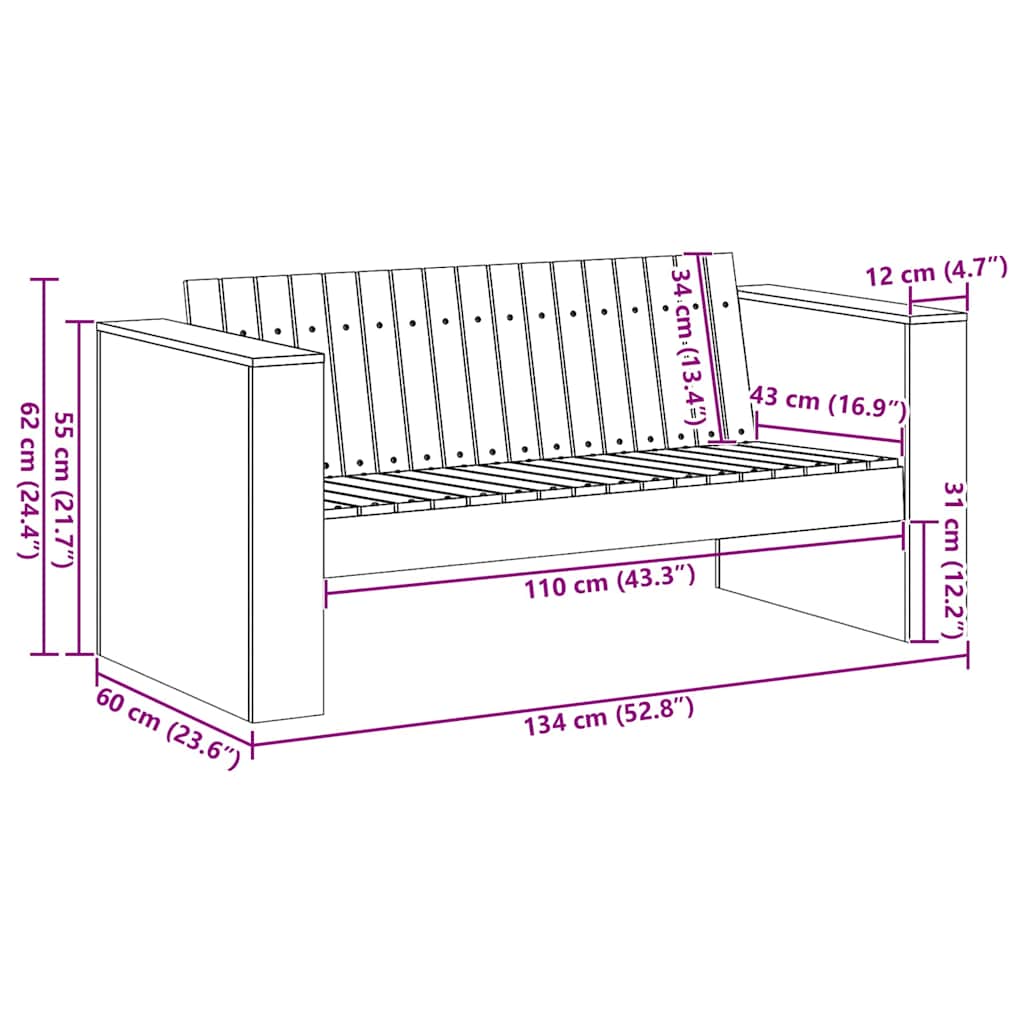 Garden Sofa Green 134 x 60 x 62 cm Solid Pine Wood