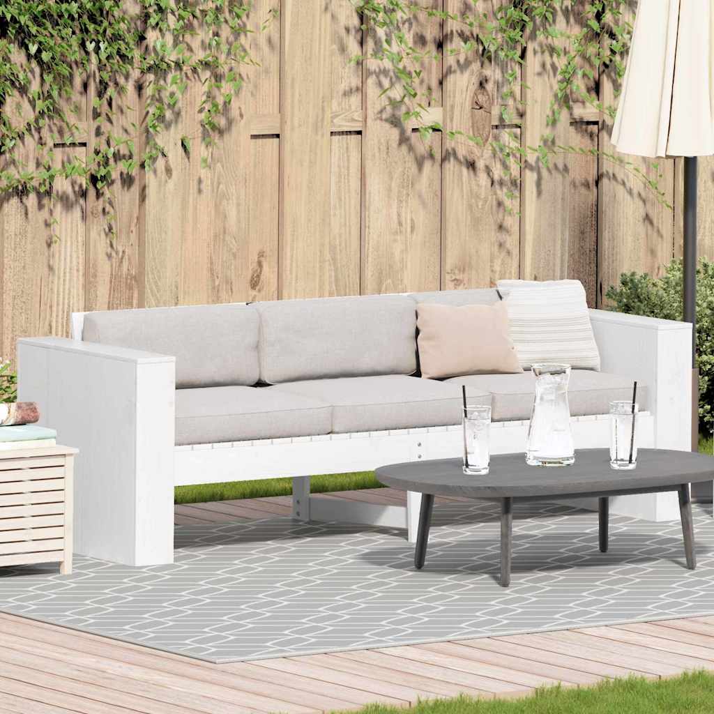 Garden Sofa White 185.5 x 60 x 62 cm Solid Pine Wood