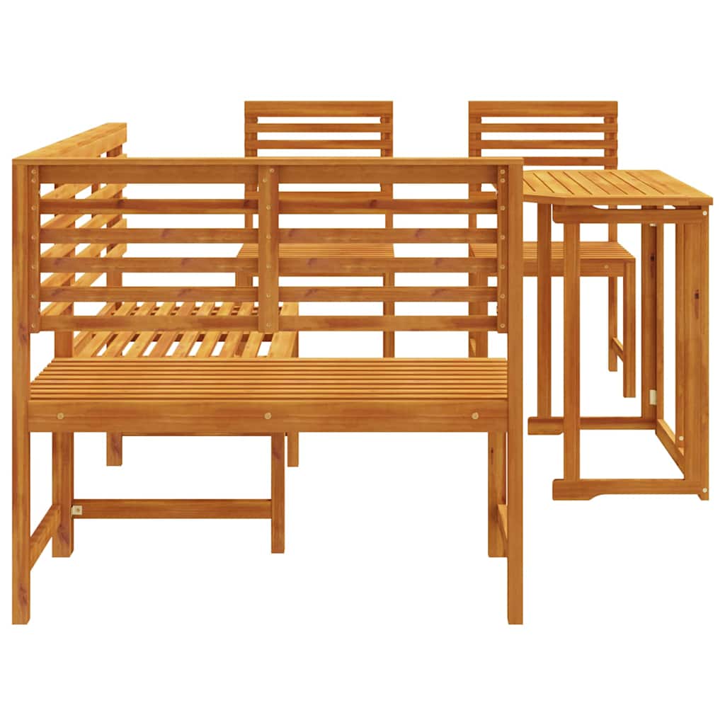 Garden Bench Set 4 pcs Brown Solid acacia wood