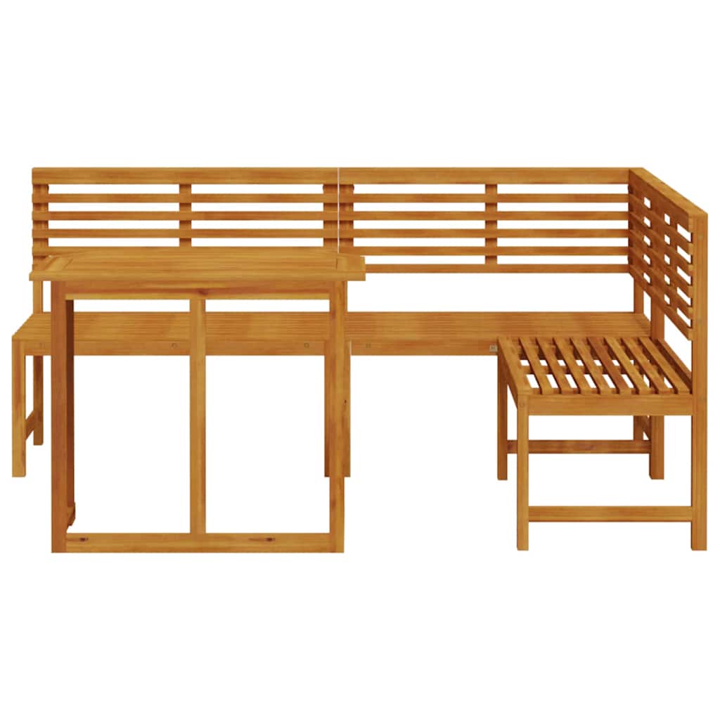 Garden Bench Set 3 pcs Brown Solid Acacia Wood