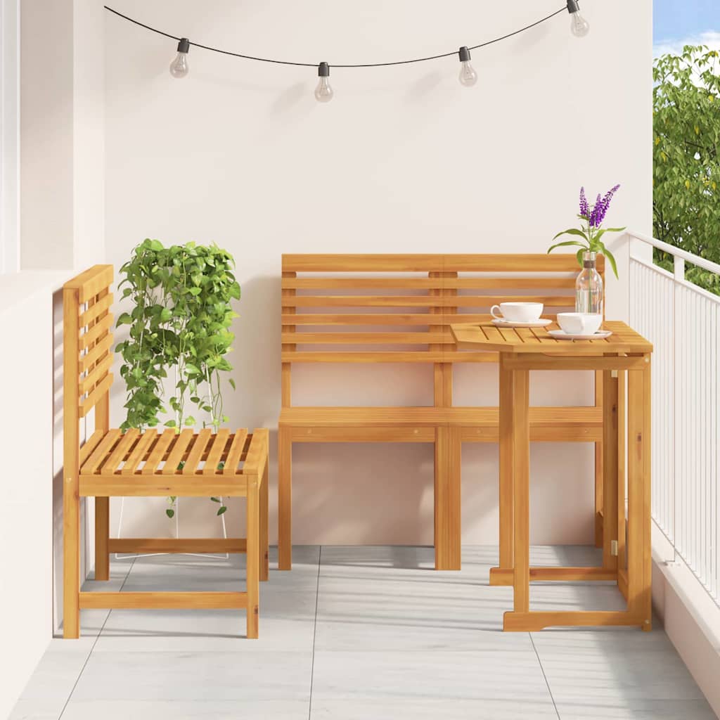 Garden Bistro Set 3 pcs Brown Solid acacia wood
