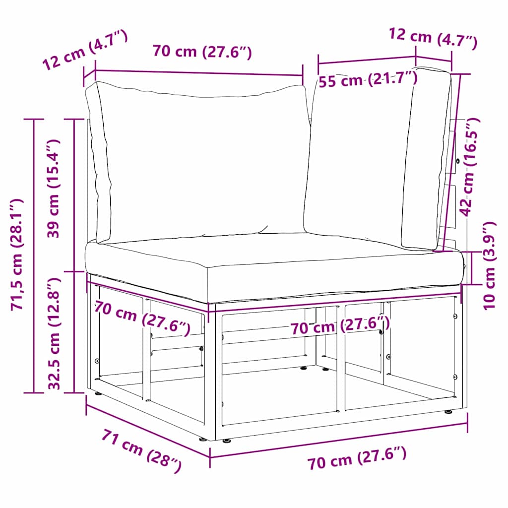 Outdoor Furniture with Cushion with Pillow Black Aluminium