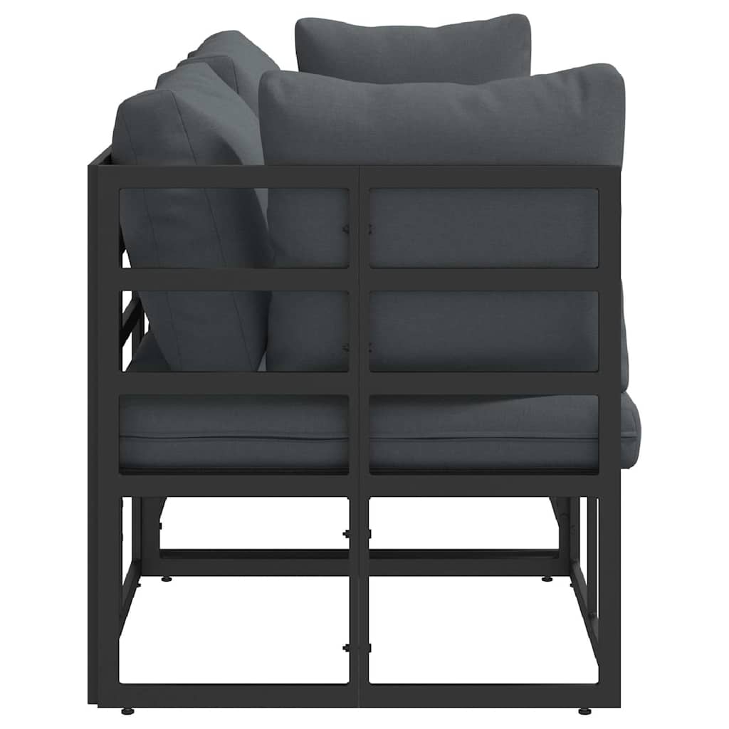 Outdoor Furniture with Cushion with Pillow Black Aluminium