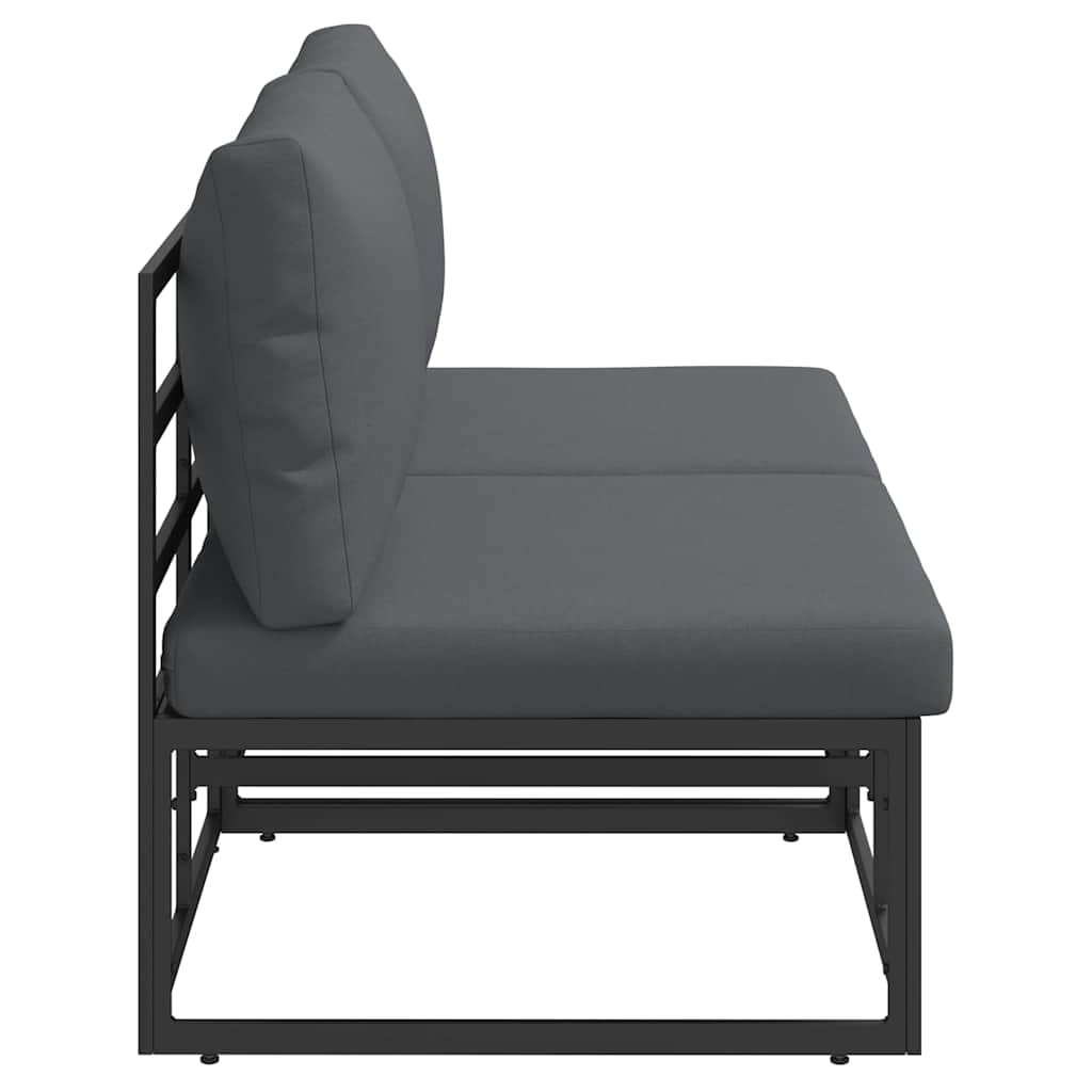 Outdoor Furniture with Cushion with Pillow Black Aluminium