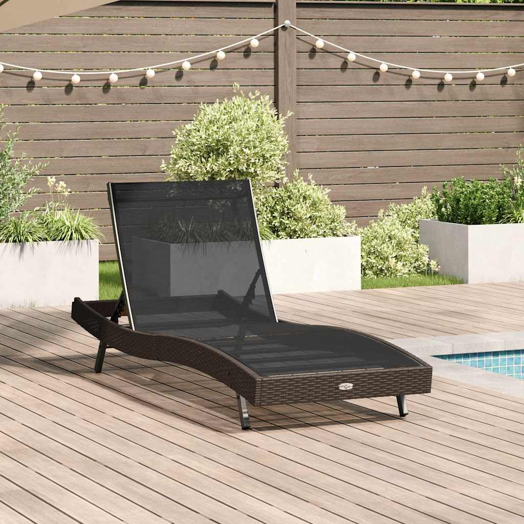 Sunlounger Brown 70 x 197 x 82 cm Poly Rattan and Metal