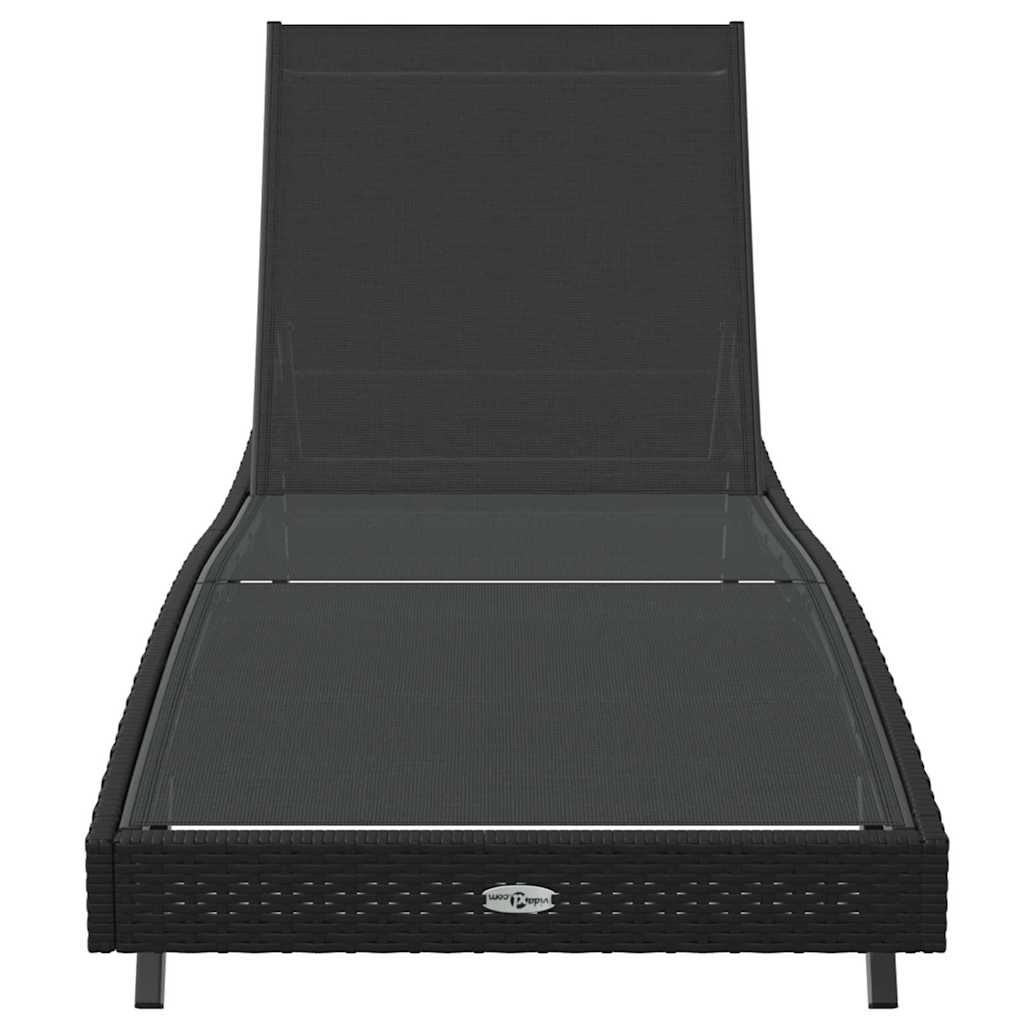 Sunlounger Black 70 x 197 x 82 cm Poly Rattan and Metal