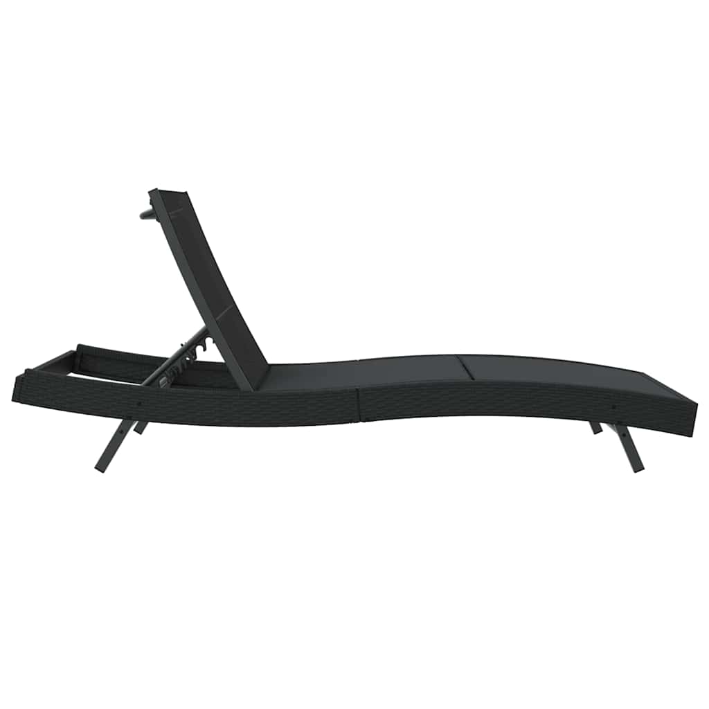 Sunlounger Black 70 x 197 x 82 cm Poly Rattan and Metal