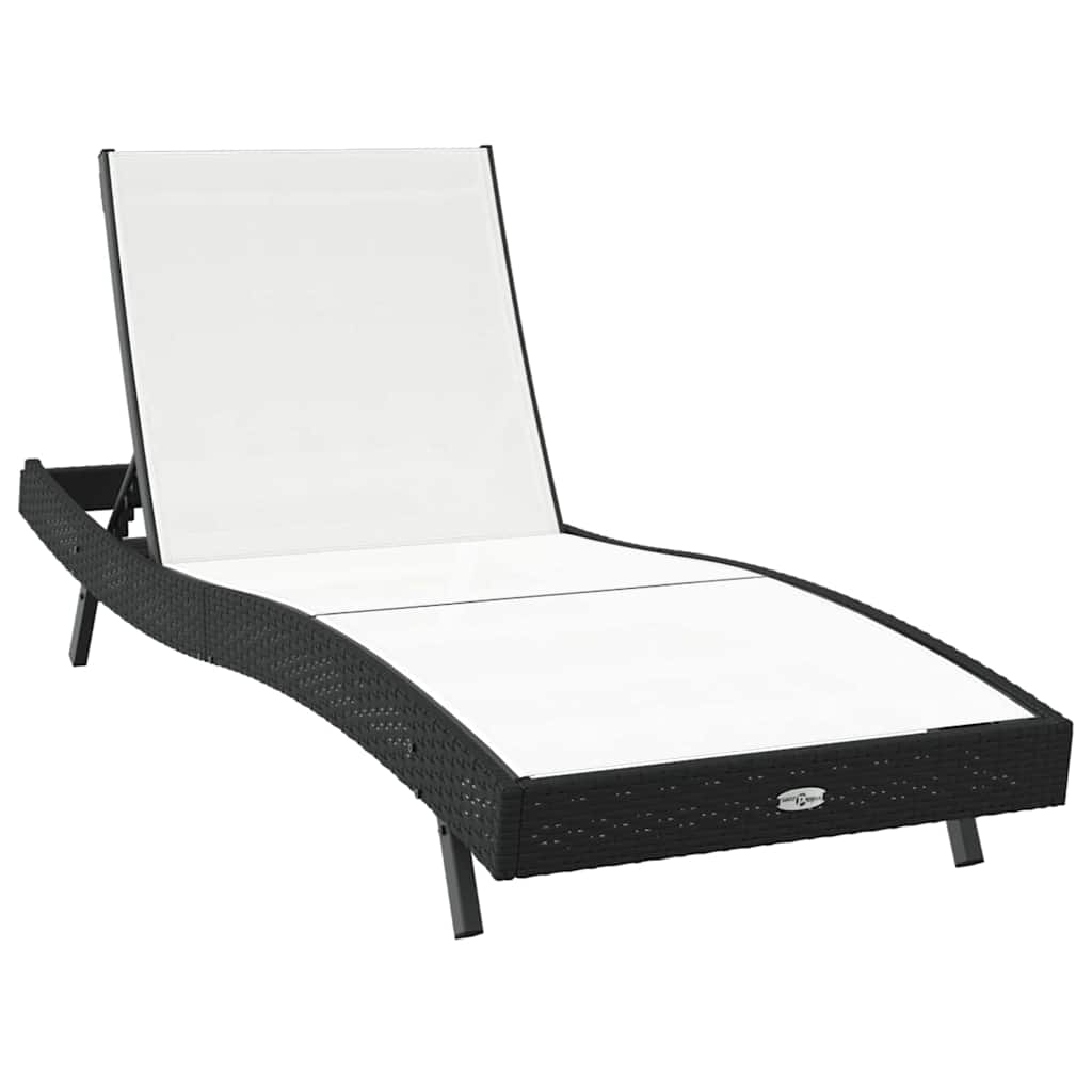 Sunlounger Reclining 1-person Black and White 70 x 197 x 82 cm