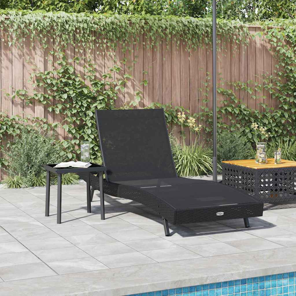 Sun Lounger with Table 2 pcs Black 40 x 40 x 40.5 cm