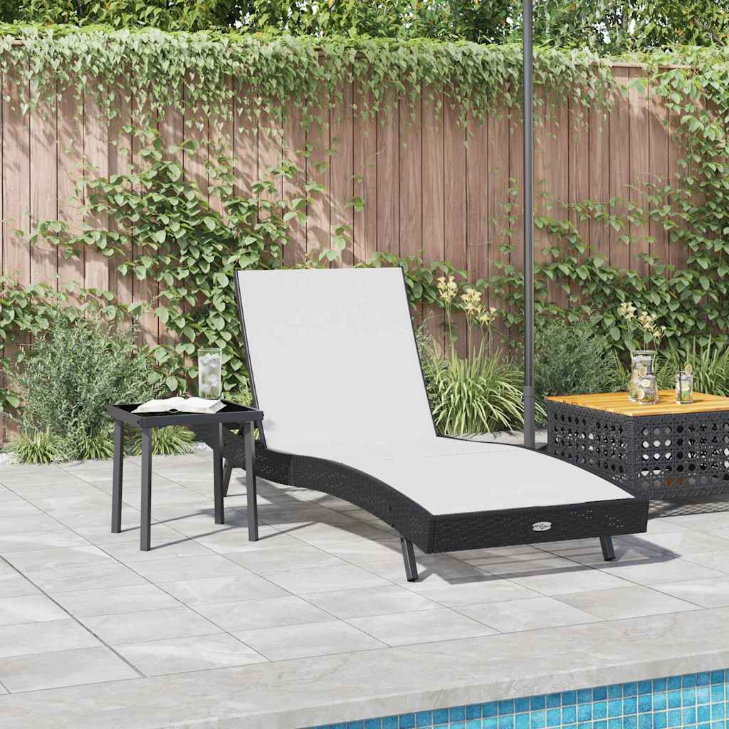 Sun Lounger with Table 2 pcs Black, White 40 x 40 x 40.5 cm