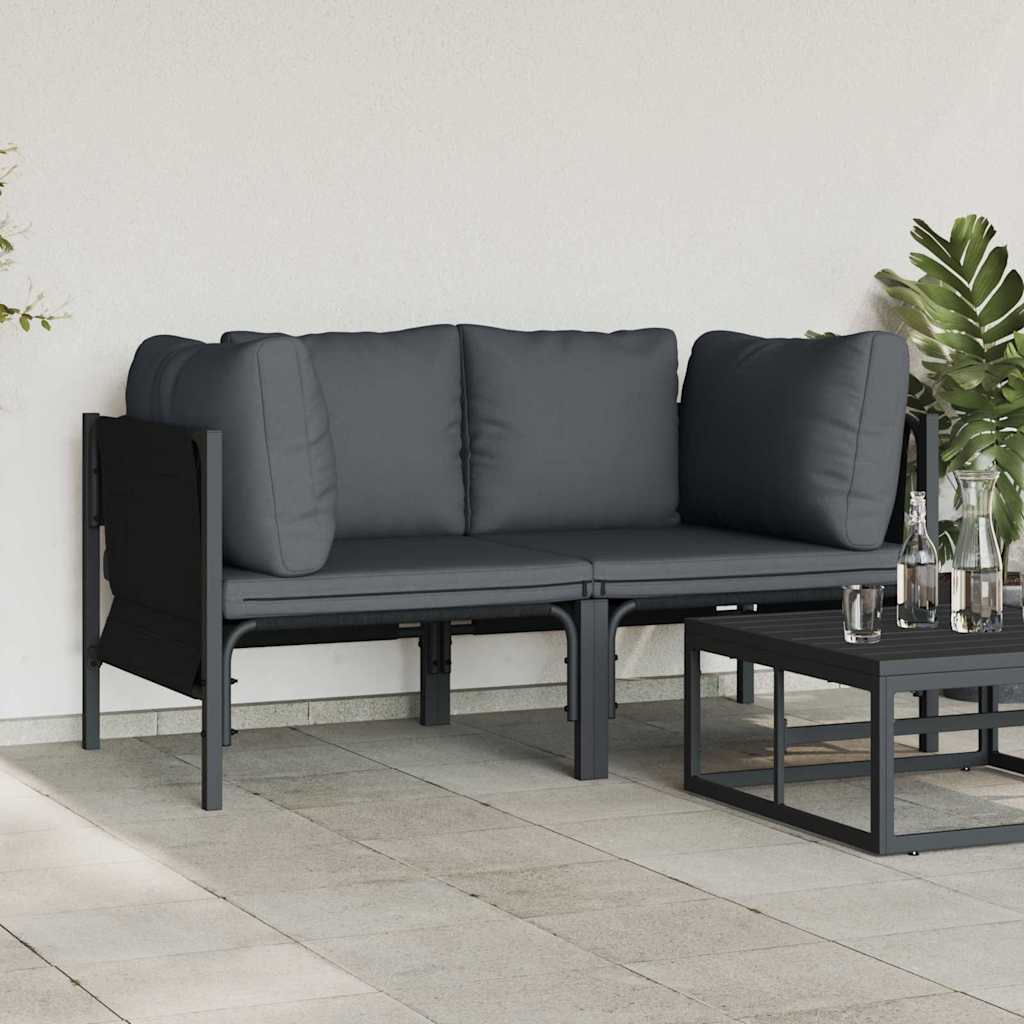 Outdoor Furniture with Cushion with Pillow Anthracite Steel