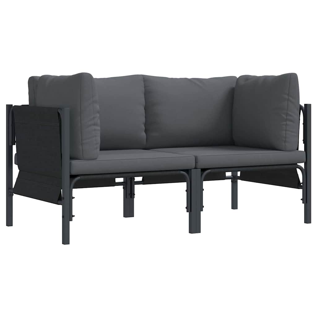 Outdoor Furniture with Cushion with Pillow Anthracite Steel