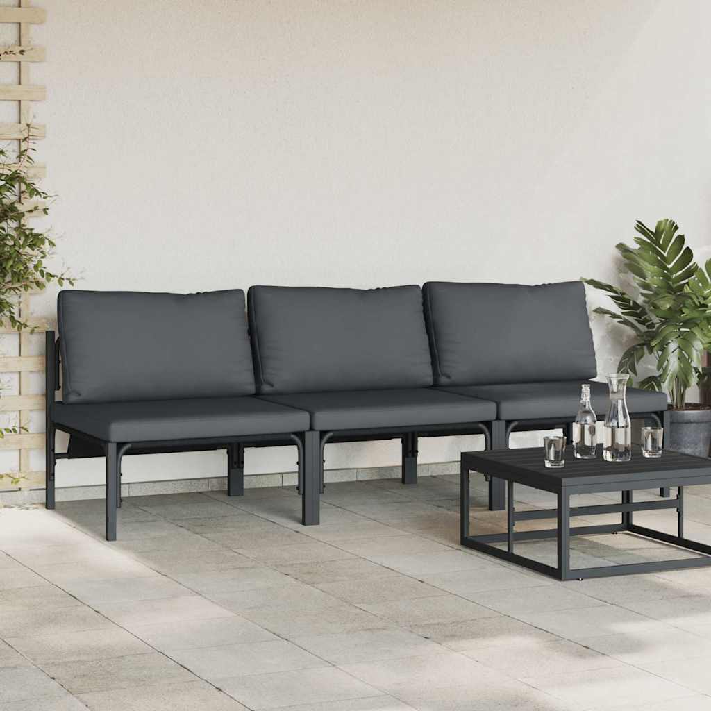 Outdoor Furniture with Cushion with Pillow Anthracite Steel
