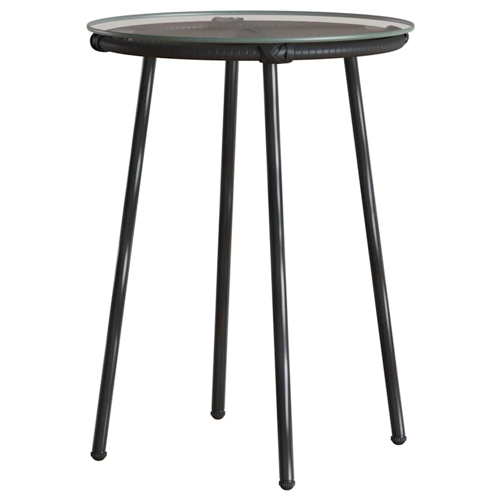 Garden Dining Set 3 pcs Black and Anthracite Poly rattan, steel