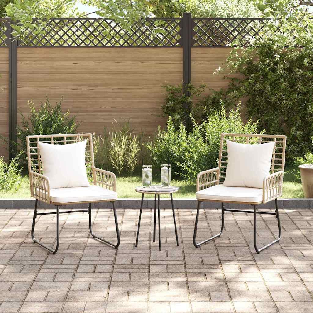 Garden Dining Set 3 pcs Brown and Cream Poly rattan, steel