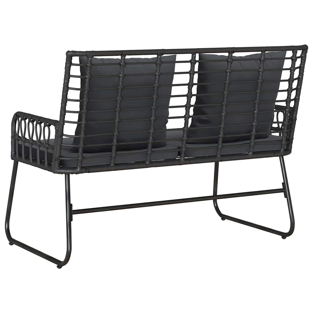 Garden Bench Black and Anthracite Poly rattan, steel