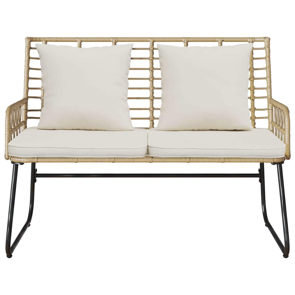 Garden Bench Brown and Cream Poly rattan, steel
