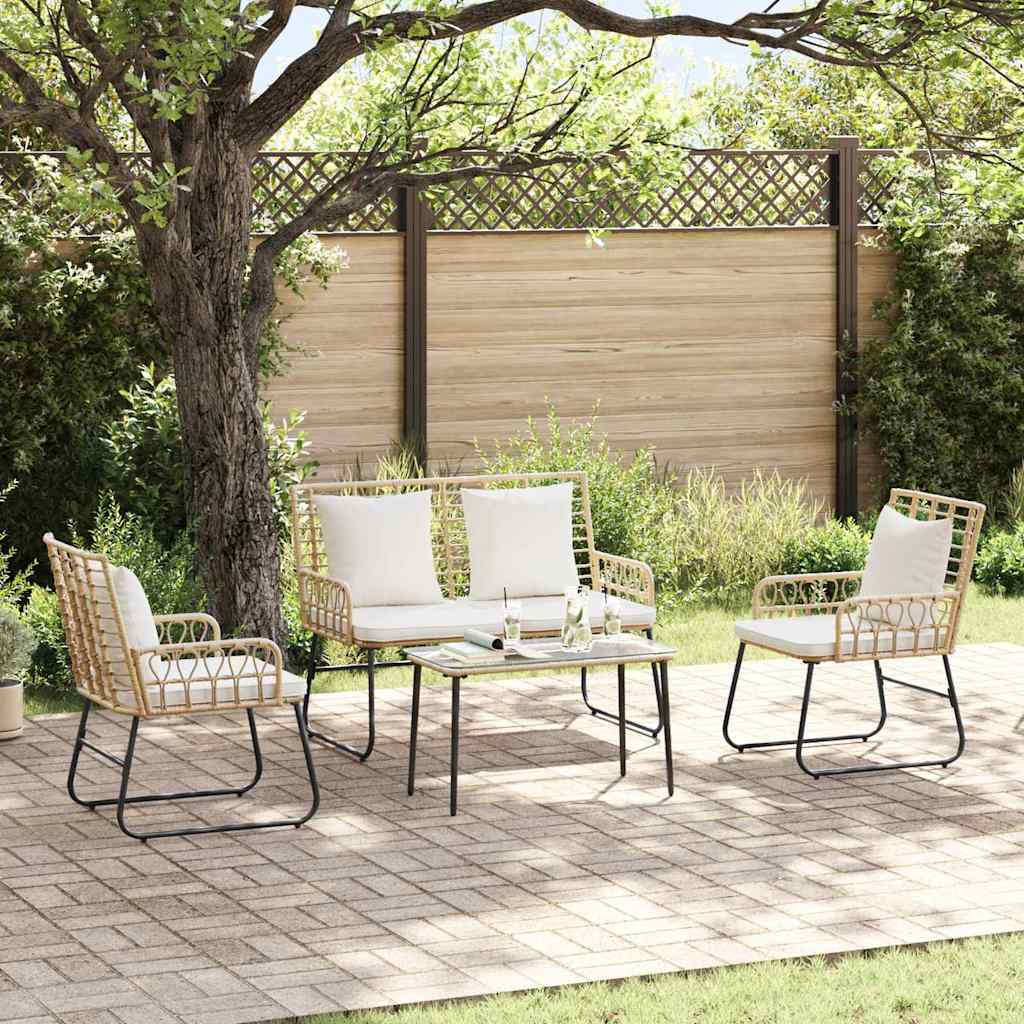 Garden Dining Set 3 pcs Brown and Cream Poly rattan, steel