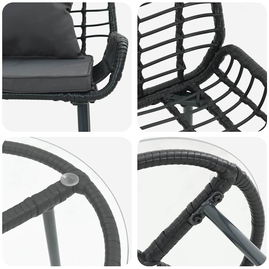 Garden Dining Set 3 pcs Black and Anthracite