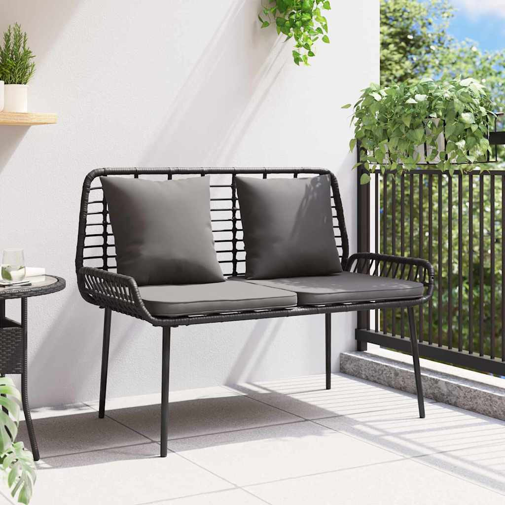 Garden Bench Black and Anthracite Poly rattan and steel
