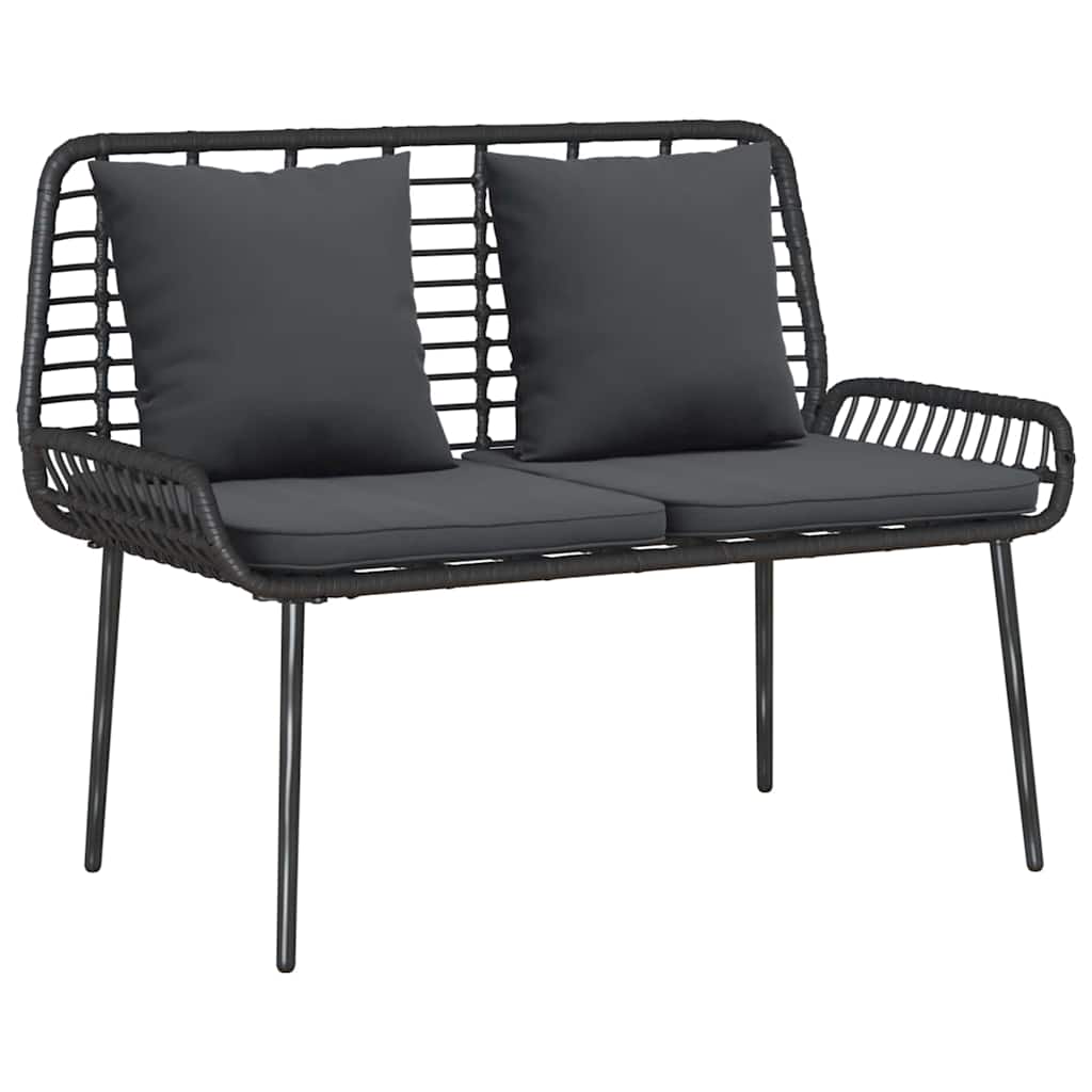 Garden Bench Black and Anthracite Poly rattan and steel