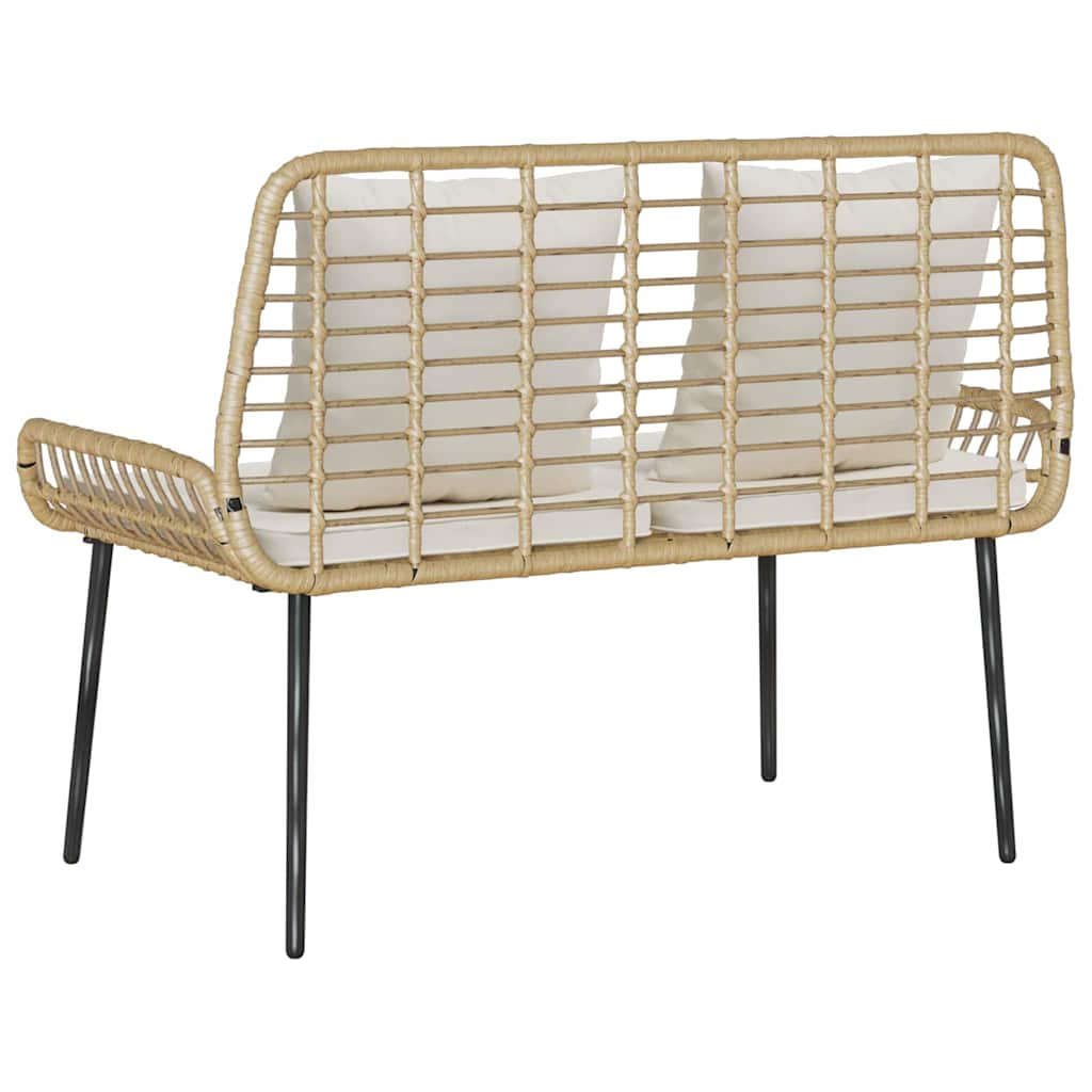 Garden Bench Brown and Black and Cream Poly rattan and steel