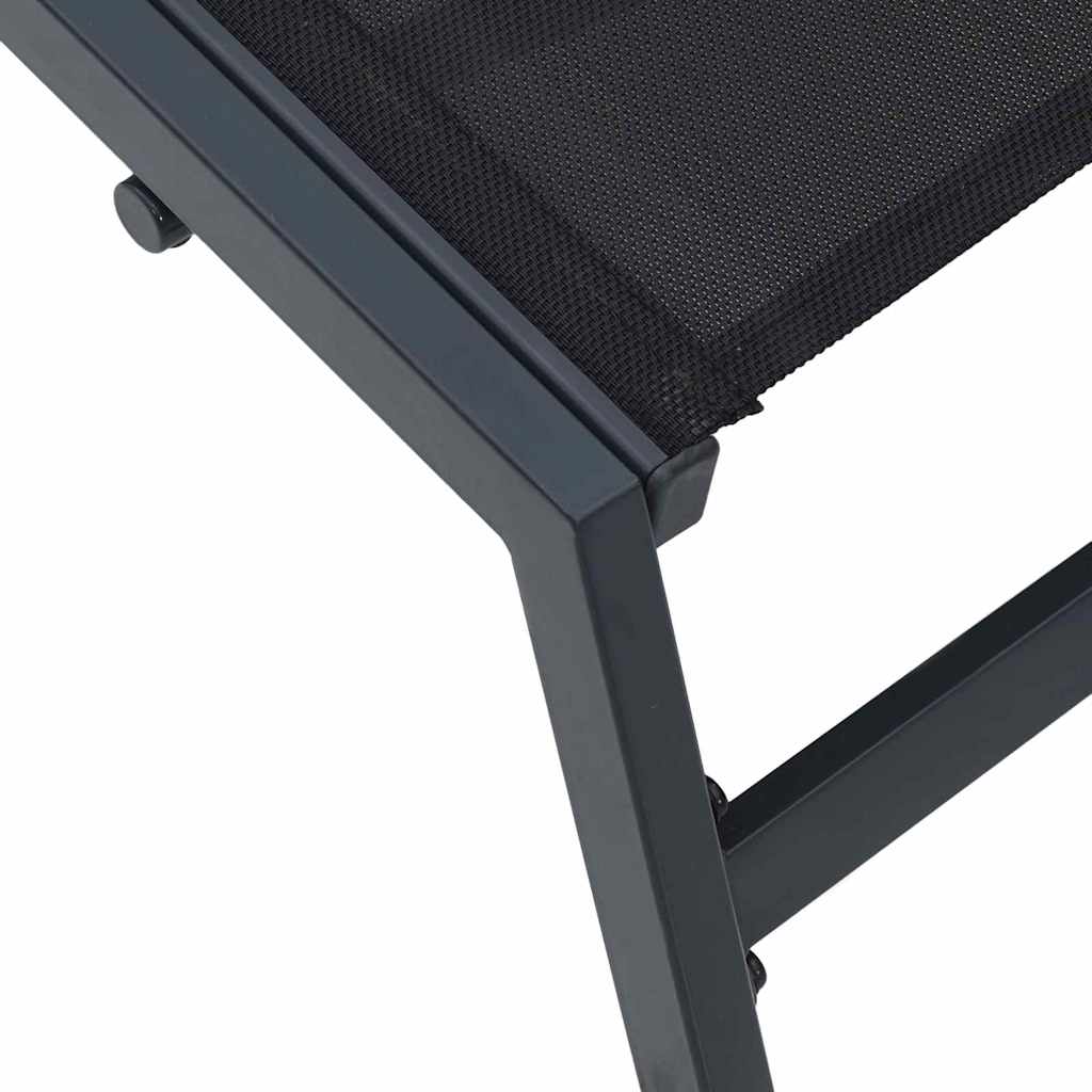 Sunlounger 1-person Black 197 x 54 x 86 cm Steel and textilene