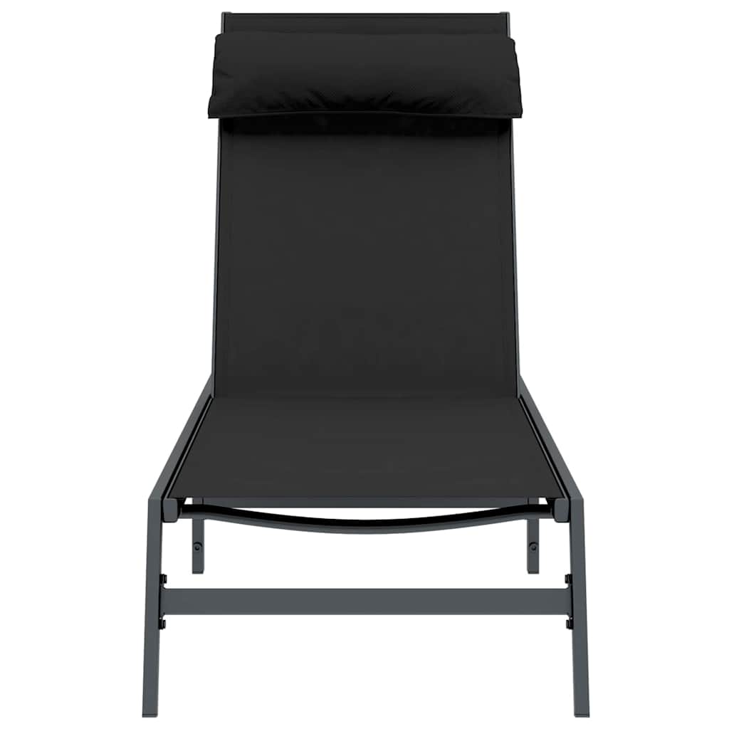 Sunlounger 1-person Black 197 x 54 x 86 cm Steel and textilene