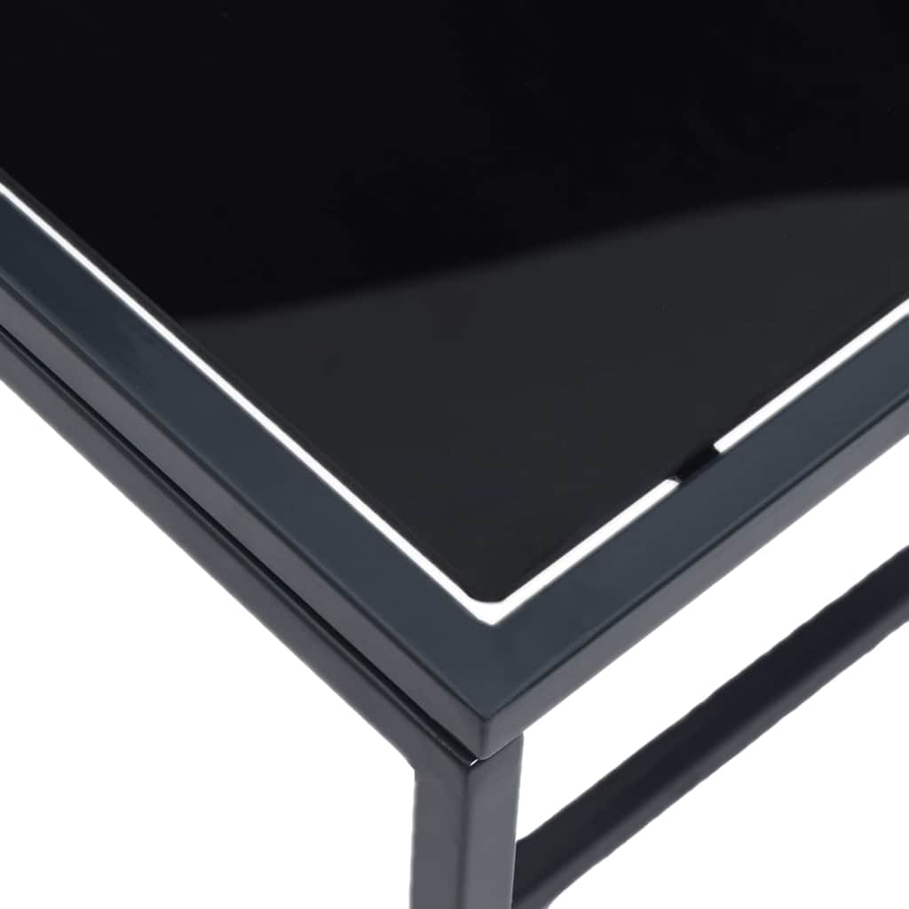 Sunloungers with table 2-person 3 pcs Black and anthracite