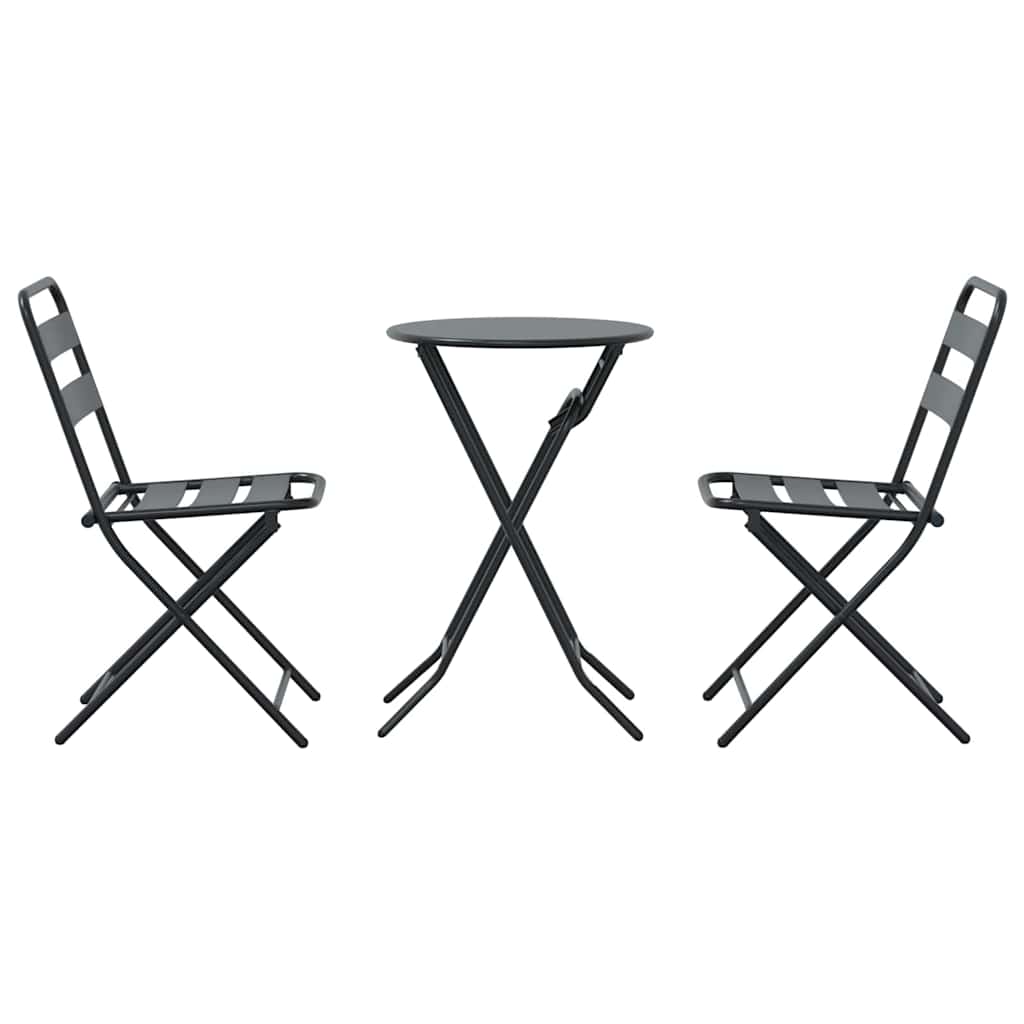 Bistro Set Folding 3 pcs Anthracite Steel