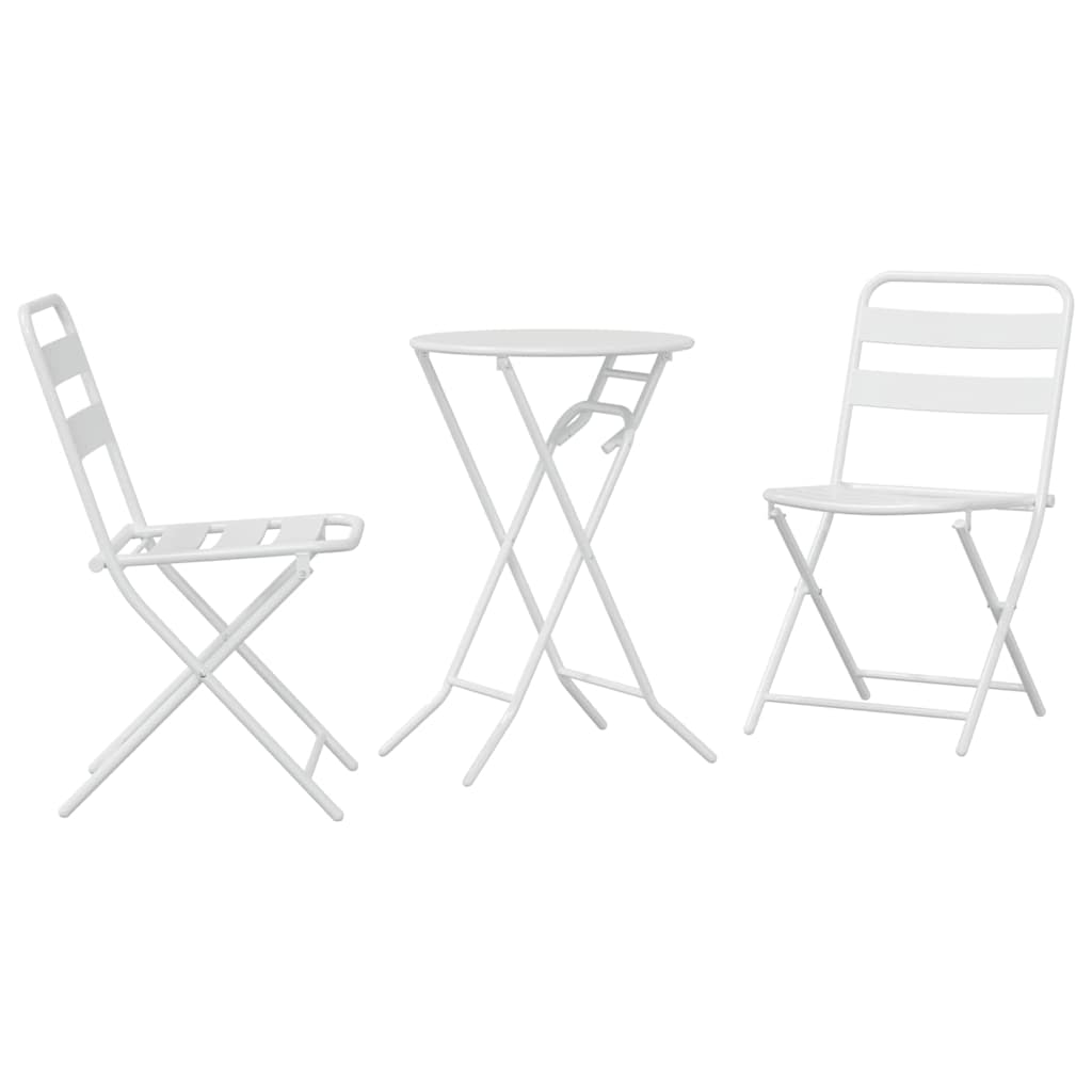Bistro Set Folding 3 pcs White Steel