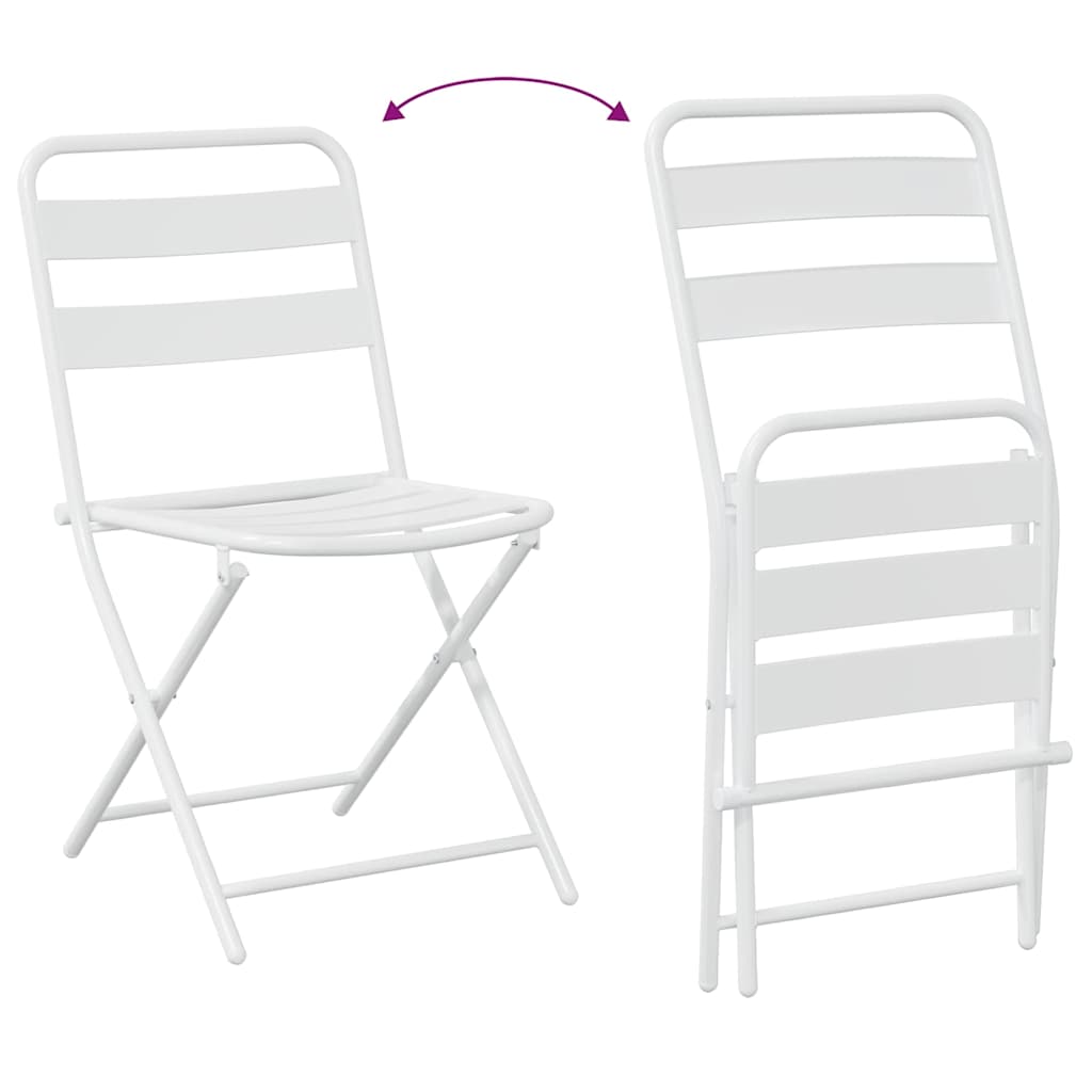 Bistro Set Folding 3 pcs White Steel